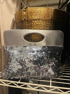 Silver Sequin Handheld Clutch Bag